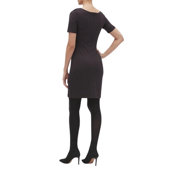 Fall Work Office Dress Banana Republic Black White Textured Knit Sheath Sz 2 - Picture 2 of 10